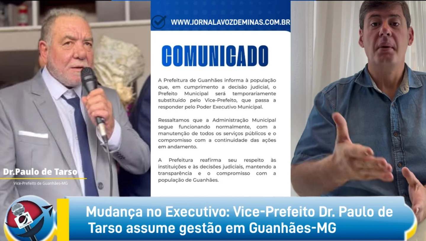 No momento, você está visualizando Mudança no Executivo: Vice-Prefeito Dr. Paulo de Tarso assume gestão em Guanhães-MG