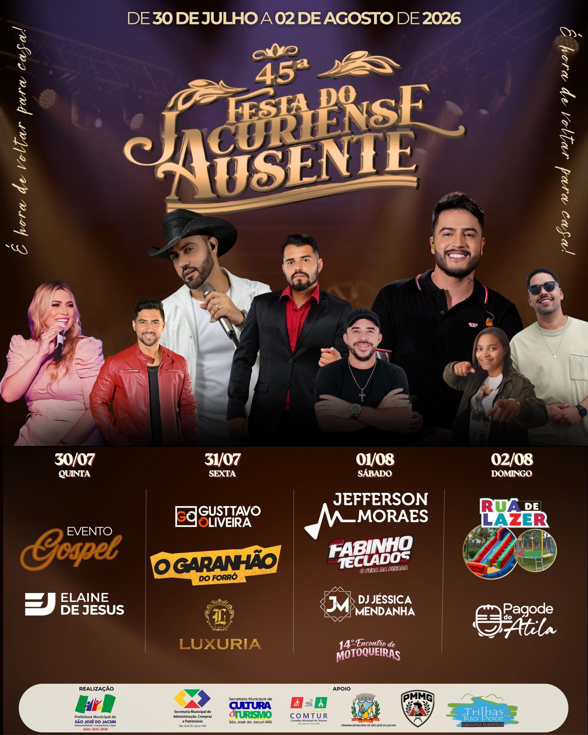 No momento, você está visualizando Contagem regressiva: 45ª Festa do Jacuriense Ausente promete reunir tradição, cultura e grandes reencontros em Jacuri-MG